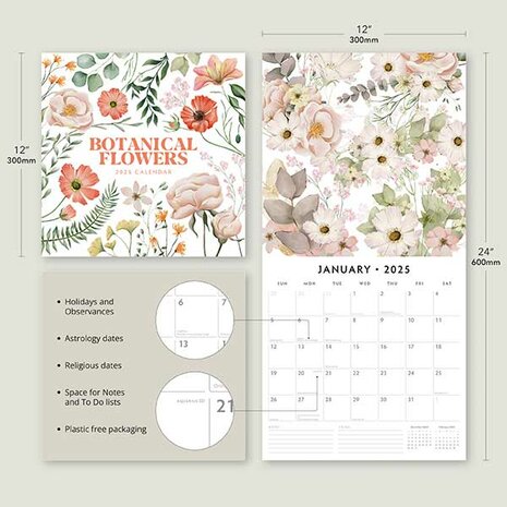 Botanical Flowers kalender 2025